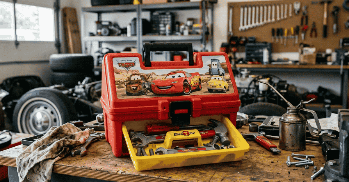 Cars Disney Pixar Lightning Mcqueen Service Station Garage Tool Box
