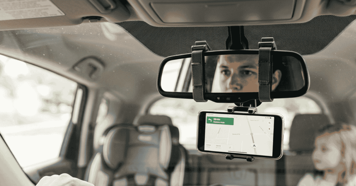 car phone holder rear view mirror
