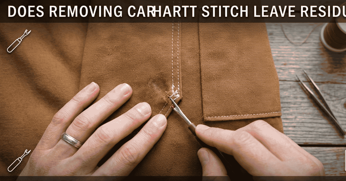 does removing the carhartt stitch leave behind residue