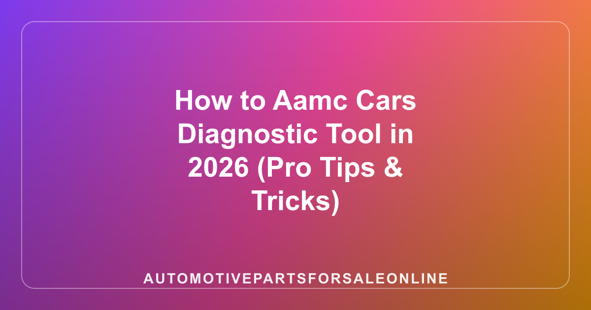 How to Aamc Cars Diagnostic Tool in 2026 (Pro Tips & Tricks)
