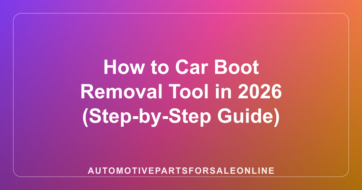 How to Car Boot Removal Tool in 2026 (Step-by-Step Guide)