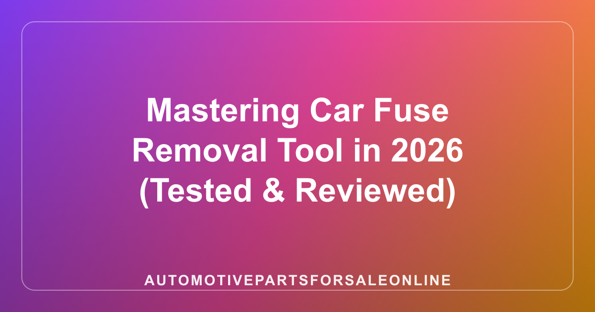 Mastering Car Fuse Removal Tool in 2026 (Tested & Reviewed)