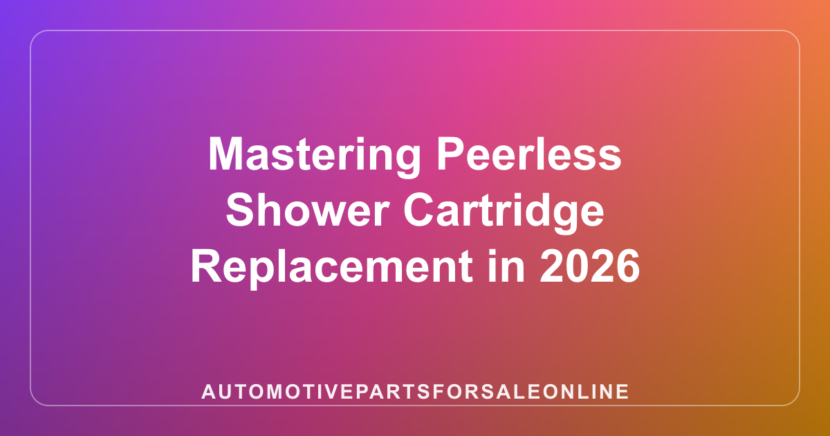 Mastering Peerless Shower Cartridge Replacement in 2026