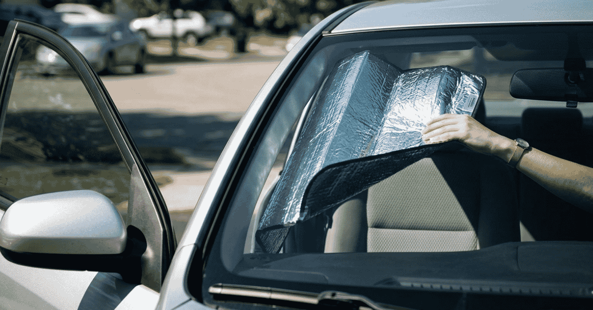 which way does a car sun shade go